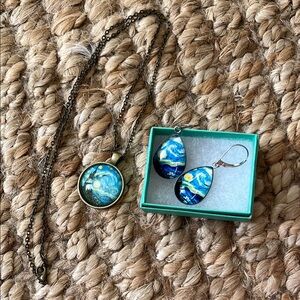 Elegant Starry Night Necklace and Earring Set